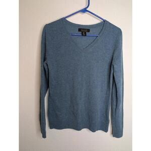 Tahari 100% Cashmere V-Neck Sweater Blue Size S